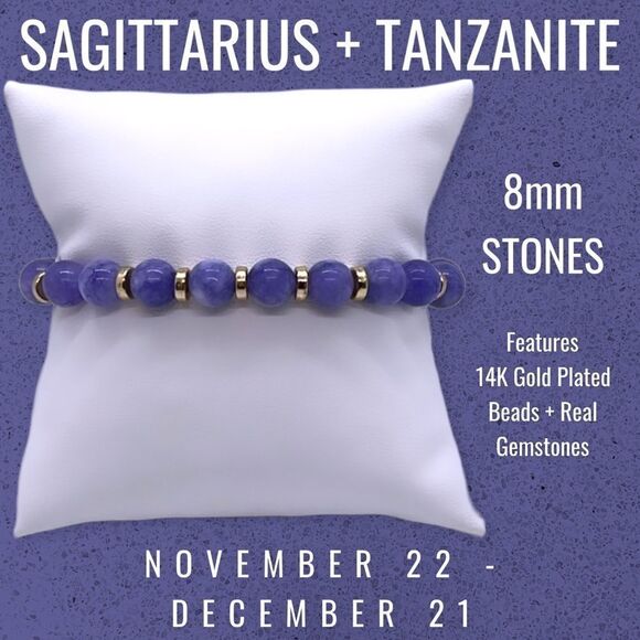 NWT Wool + Pepper Co. Sagittarius + Tanzanite Bracelet - Zodiac x Gemstone - Picture 3 of 12